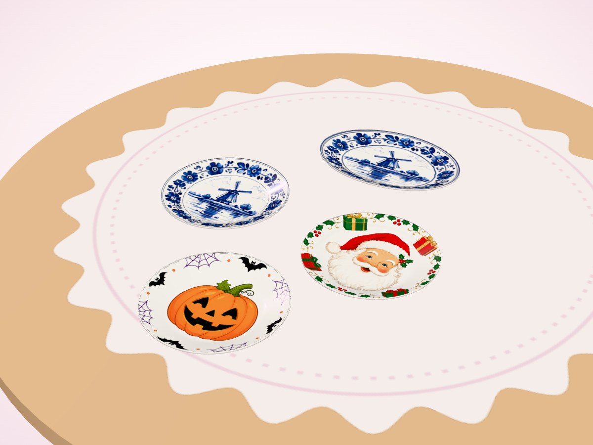 Miniature paper and foil plates with printed designs